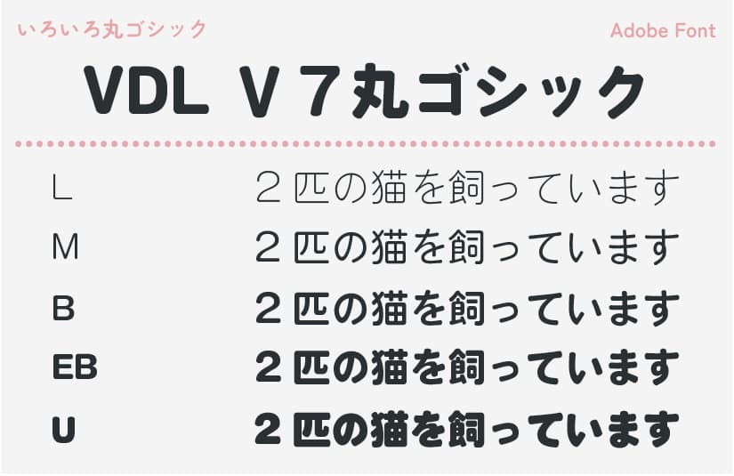 DL V7丸ゴシックのウェイト一覧