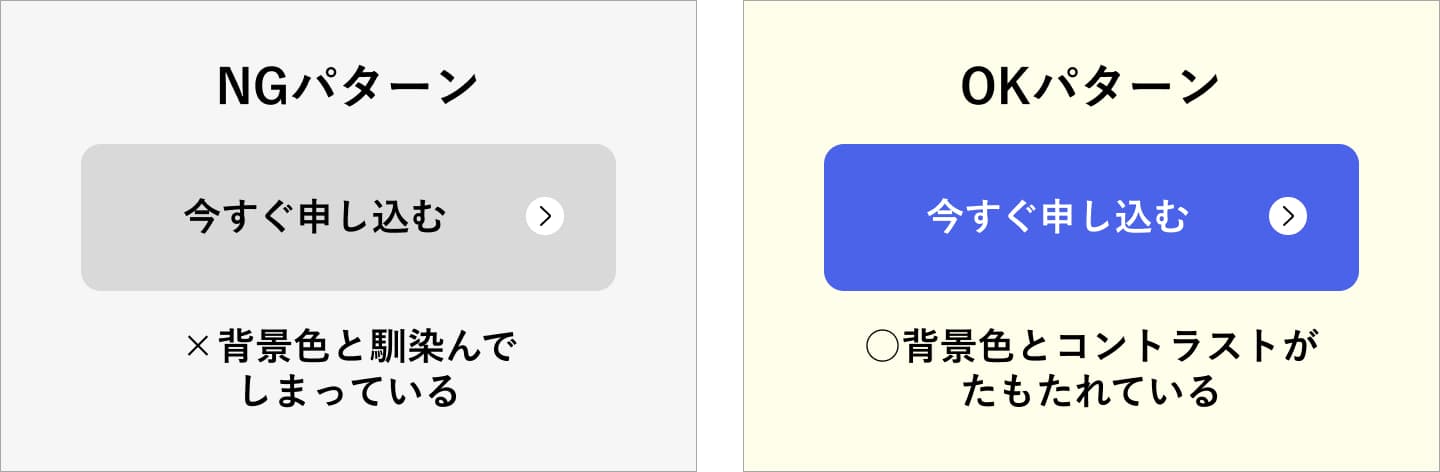 CTAボタンのNG例とOK例の比較