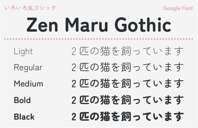 Zen Maru Gothicのウェイト一覧